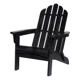 Pemberly Row Traditional Cedar Wood Folding Adirondack Chair in Black