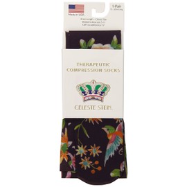 Celeste Stein Therapeutic Compression Socks, Black Fredrick's Dynasty, 15-20 mmhg, 1-Pair