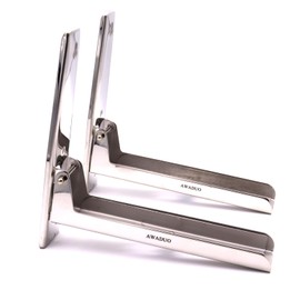 AWADUO Stainless Steel Microwave Oven Rack, Retrackable Foldable Microwave Oven Wall Mounted Stand Holder Rack Bracket With Two Hooks