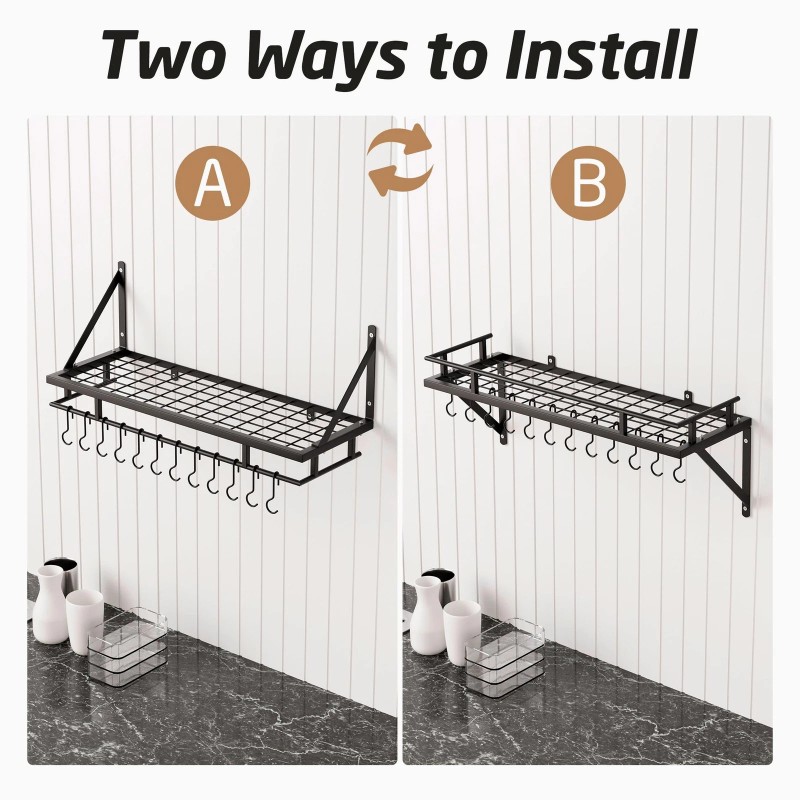 Kes 30-Inch Kitchen Pan Pot Rack Wall Mounted Hanging Storage