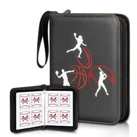 CLOVERCAT 4 Pocket Waterproof Trading Card Binder, Trading Album Display Holder, Expandable, 400 Double Sided Pocket Album, Compatible with Gaming Cards, Yugioh, MTG and Other TCG (Sports Theme Sticks Figure, Black)
