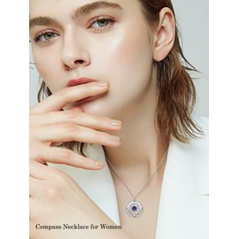 HPQQ Graduation Gifts Lapis Lazuli Compass Necklace for Her I'd be Lost Without You Love Necklace for Wife 925 Sterling Silver Necklace Anniversary Birthday Gifts for Wife Girlfriend Her