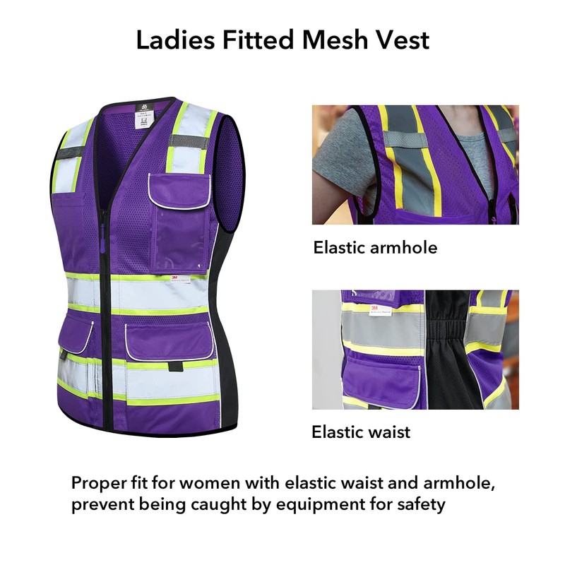 Dib Safety Vest for Women with Pockets, Mesh Reflective Vest