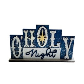 Religious - O Holy Night - Xmas - Wood Blocks - Decorative - Shelf Sitter - Gift Present for Her Him