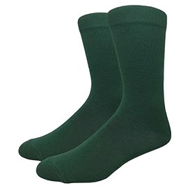 COUVER Unisex Classic Cotton Solid Plain Crew Dress Socks, Size 8 to 13, Forest