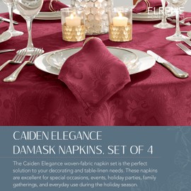 Elrene Home Fashions Caiden Elegance Damask Napkin Set of 4, 17" x 17", Cranberry