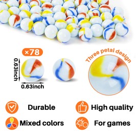 MAQIHAN 78pcs Glass Marbles - Marbles for Kids Marbles Bulk Marble Collection Cat Eye Marbles 16mm Marbles Ball for Marble Game Marble Decorations Chinese Checkers