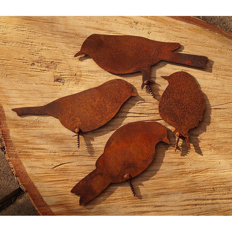 Dewoga Edelrost birds with screw for screwing in wood, 4