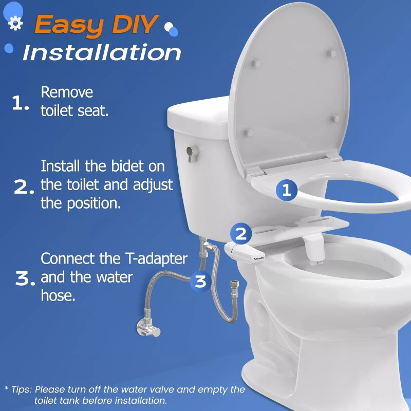 SAMODRA Ultra-Slim Bidet Attachment for Toilet - Dual Nozzle (Frontal