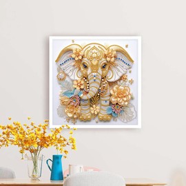 Sanjee 5D Special Shape Diamond Art Kits for Beginners, Elephant Diamond Painting Kits for Adults, Crystal Rhinestones Diamond Painting for Home Wall Decoration Gift, 12×12inch