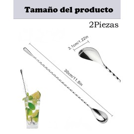 2 Piezas Stirring spoons,mezclador de bebidas,bar spoon,Anti - caída, anti - deformación, seguro y no tóxico, adecuado para bares, tiendas de té con leche, cafeterías y otras ocasiones