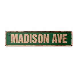 Madison Avenue Vintage Aluminum Street Sign Manhattan New York Metal Sign Advertising Rustic Metal tin | Indoor/Outdoor | 18" Wide