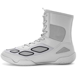Zapatos de lucha para hombre, zapatos de boxeo para fitness, botas de lucha, plateado, 30.5 cm