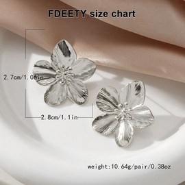 XFSRG Gold/Silver Stud Earrings Cherry Blossom Earrings for Women Statement Earrings Boho Flower Petal Drop Earrings Vintage Earrings Girls Jewellery For Women, Zinc, No Gemstone