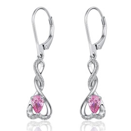 jiamiaoi 18K White Gold Plated Heart Earrings Silver 925 Hanging Sterling Silver Earrings Infinity Earrings Long Hanging Women's Diamond Earrings Silver Hanging, Sterling Silver, Cubic Zirconia