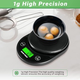 GRAM PRES Lebensmittel Küchenwaage Digital Gewicht Gramm und Oz mit IPX6 wasserdicht, Professionelle digitale Küchenwaage 11lb/0.01oz mit LCD-Display für Gewichtsverlust Diät Backen Kochen