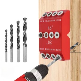 Holzdubel Drilling Template Furniture Construction: 3-in-1 Drilling Aid Vertical Drilling for 30°/45°/90° Multi-Angle Tilt Drilling Gauge Hole Row Drilling Template for Angled and Straight Hole