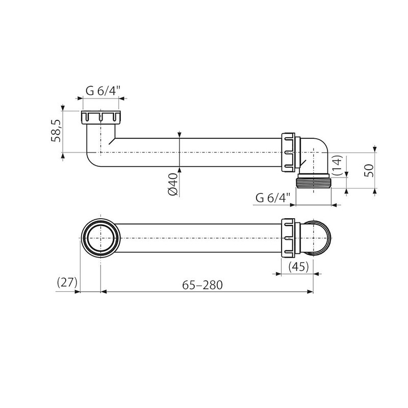 AlcaPlast P109 Space-saving drain bend for sink, connection extension of