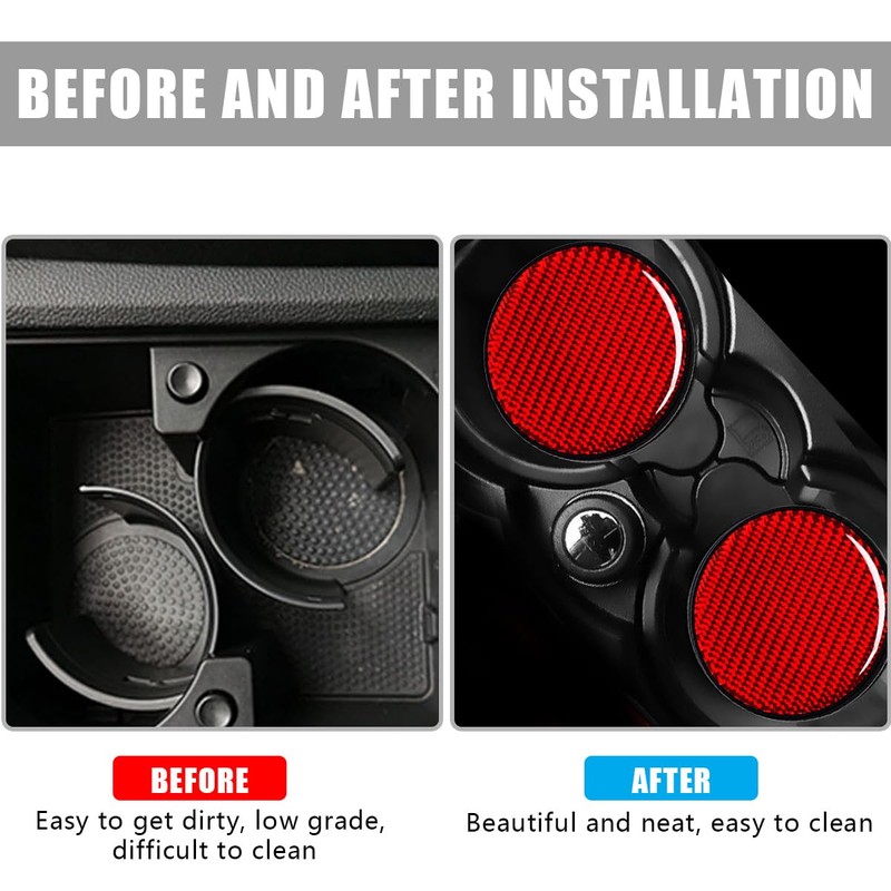 Car Cup Holder Coaster, 2 PCS Carbon Fiber Non-Slip Embedded