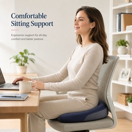 Foldable Memory Foam Seat Cushion – Non-Slip Coccyx & Tailbone Support Cushion for Office Chair, Car, Travel & Daily Sitting