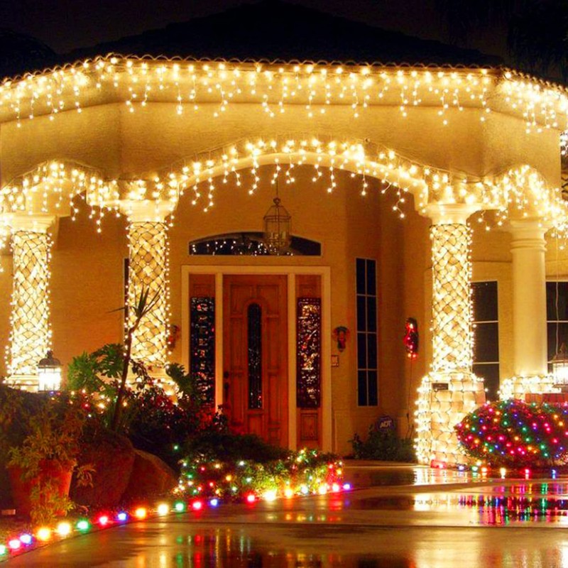 JMEXSUSS Christmas Icicle Lights for Outside-800 LED Warm White Icicle