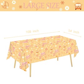 Oigco 3 Pcs Groovy Tablecloths Hippie Boho Party Table Cover Daisy Flower Plastic Table Cover for Retro Hippie 60's Themed Birthday Party Decoration Supplies, 54 x 108 Inches