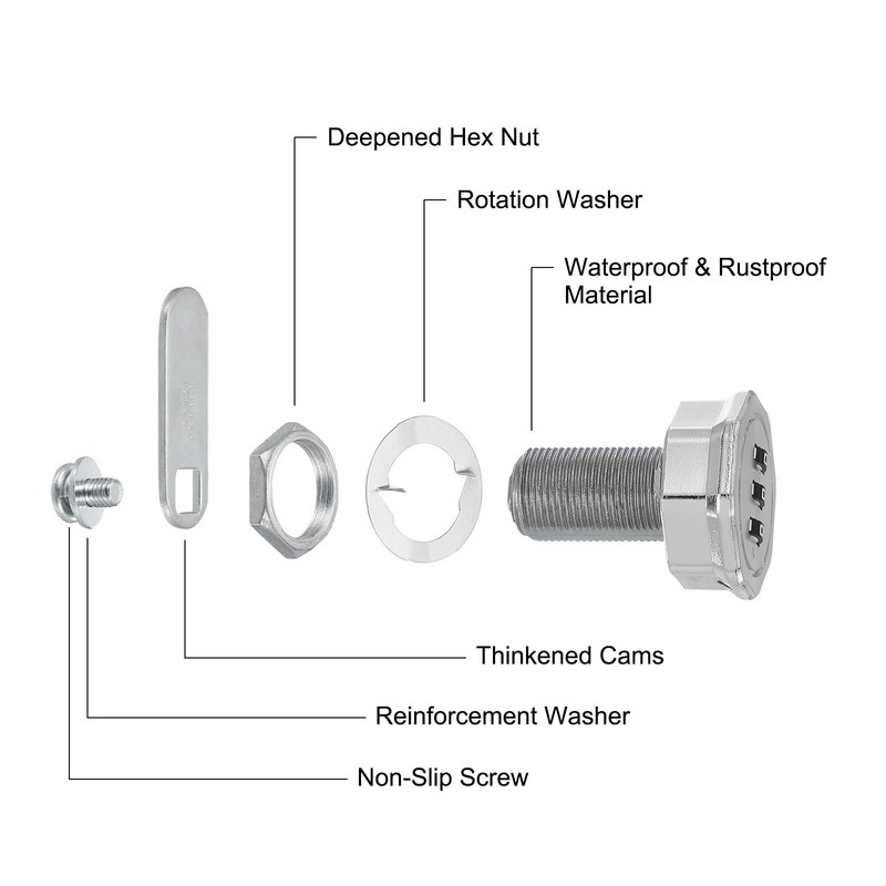 PATIKIL 組み合わせカムロック 亜鉛合金 キーレス 3桁パスワード ファイルキャビネットロック 1-3/16" シリンダー クロム仕上げ セキュリティロック