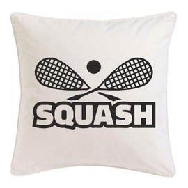 Cushion Cover 40 x 40 cm Squash – Squash Racket – Squash Player – Squash Ball Microfibre in White