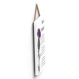 Global Designs Tae A Thistle Scottish Flower Watercolour Effect Illustration Wooden Heart Hanging Plaque