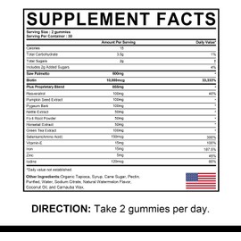 EnvyDeal DHT Blocker Gummies Hair Growth Supplement, Super Potency Saw Palmetto & Biotin 10000 mcg for Women & Men, Plus 12 Proprietary Blend - Prevent Hair Loss, Blocking DHT Receptors, 2Pc/120ct