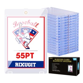 25-Pack Sleeved Card Magnetic Holder - 55PT Magnet Case Fit for Standard Card Storage and Display, Trading Card Sleeve, One Touch Magnetic Card Holder Protectors for Baseball Cards, Sport Cards