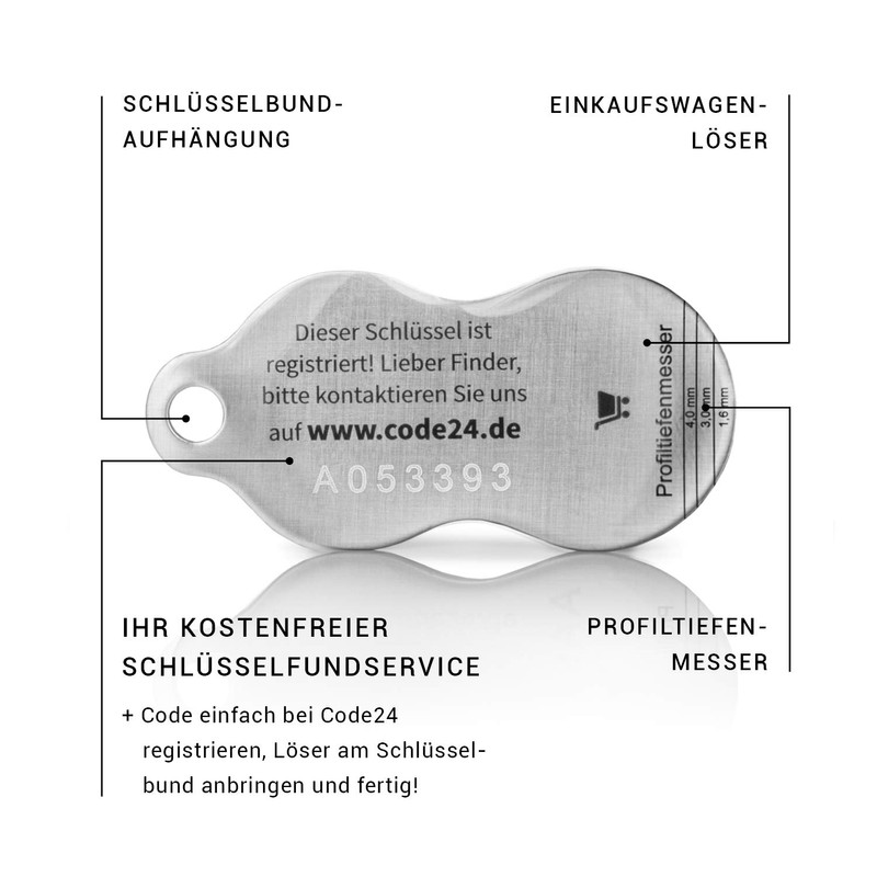 Code24 Anchor Shopping Trolley Token, Key Fob with Trolley Token