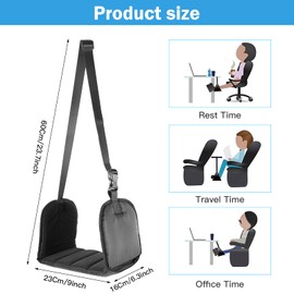 Aeroplane Footrest Foot Hammock Foot Rest Aeroplane Portable Adjustable Aircraft Leg Rest with Premium Memory Foam, Non-Colliding Footrest Provides Relaxation and Comfort