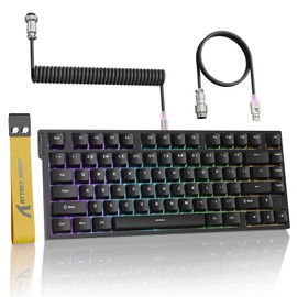 ATTACK SHARK R82HE 75% Rapid Trigger Mechanical Gaming Keyboard Wired,Hall Effect Magnetic Switch,Adjustable Actuation Esports,8KHz Polling Rate,0.08ms Latency with C01 Ultra Lighting Cable (Black)