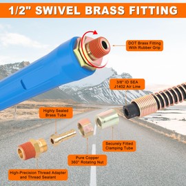 15FT Air Line Hose Kits, 3 in 1 Air Line for Truck Tractor Trailer, Semi AirLine Assembly with Gladhand, Gladhand Holder, Extension Handles, 16IN Tender Spring Kit, 7 Way Trailer Connect Socket