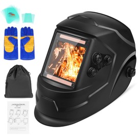NDUUN Welding Helmet Auto Darkening Welder Mask 3.94" X 3.66" Large View True Color Solar Powered with Adjustable Shade Range 4/5-9/9-13 and 4 Arc Sensor for TIG MIG ARC Hood