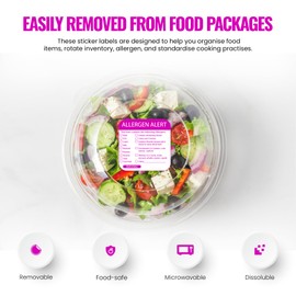 Small Food Allergen Date Info Labels - Food Allergy Labels for Commercial Kitchens and Catering Outlets - 500 Labels Per Roll