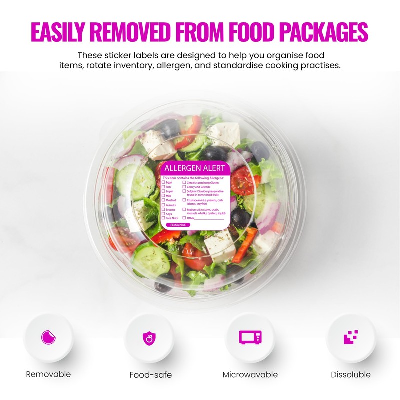 Small Food Allergen Date Info Labels - Food Allergy Labels