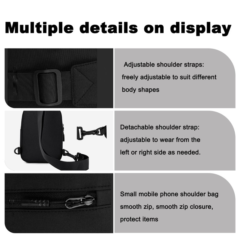 Fuaihui Small Sling Bag for Men, Cross Body Chest Shoulder