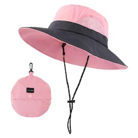 FYting Women's Sun Hat Sun Protection Head Women Men Foldable UPF 50+ Rainproof Sun Protection Quick Drying Beach Swimming Pool Camping Picnic Mountaineering Fishing Travel (Pink), pink, M