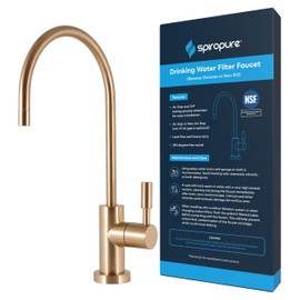 SpiroPure NSF-Certified Lead-Free Air Gap RO Faucet, Brushed Gold/Bronze/Brass, Reverse Osmosis Replacement Water Filter Faucet, 3 Line Filtered Faucet, SP-FC100-GD