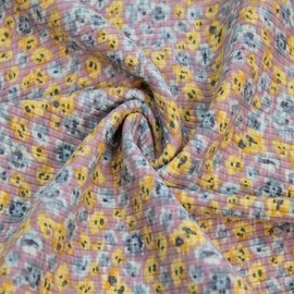 55" Wide-Printed 4x2 Slub Poly Cotton Spandex Fabric by The Yard, Soft Stretchy Material for Dresses, Loungewear, Headbands, Activewear, School, and DIY Project