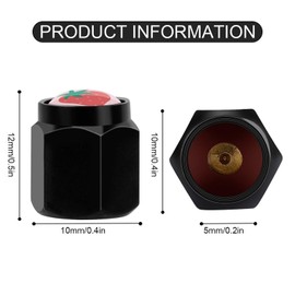 Muishi Strawberry Flowers Tire Valve Stem Caps, Aluminum Black Stem Tire Valve Caps Universal Stem Covers for Cars, SUVs, Trucks, Bikes, Motorcycles, Bicycles (4 Pack)