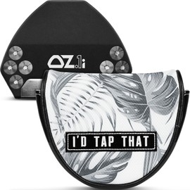 Golf Mid Half Mallet Putter Head Cover Fit for OZ.1/MEZZ.1/MEZZ.1 MAX Magnetic Closure Centre-shaft Club Protector PU Leather Leaves Printing