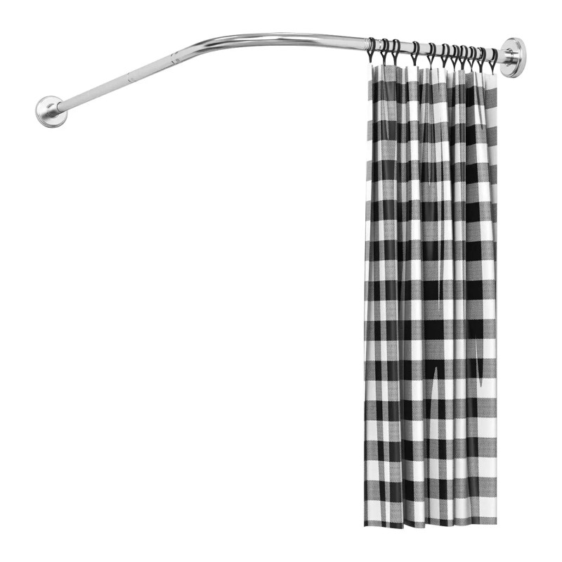 Adjustable L-Shaped Curved Stainless Steel Shower Rod Premium Rust-Resistant Curtain
