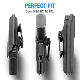 Gun & Flower Kydex IWB Holster w/Leather Lining Compatible with Glock 43/43X, Inside Waistband Conceded Carry Holster Custom Fit G43/G43X Pistol, Adj. Cant & Retention,Right Hand