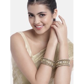 Aheli Silk Thread Stone Studded Chura Chuda Bangle Set Gift for Women Size 2.6"