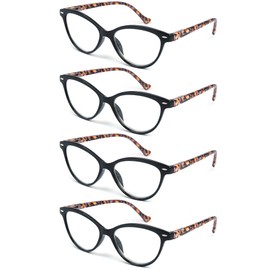 HEEYYOK Women Reading Glasses 4-Pack,Cateye Readers Glasses Small Face Comfort Spring Hinge 2.50