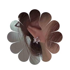 Allereya Vintage Crystal Star Stud Earrings Rhinestone Star Earrings Silver Cz Star Stud Earrings Sparkly Star Earrings Jewelry for Women and Girls