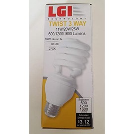 LGI TECHNOLOGY (EFS3XW-26 3-Way Compact Fluorescent Twist Light Bulb